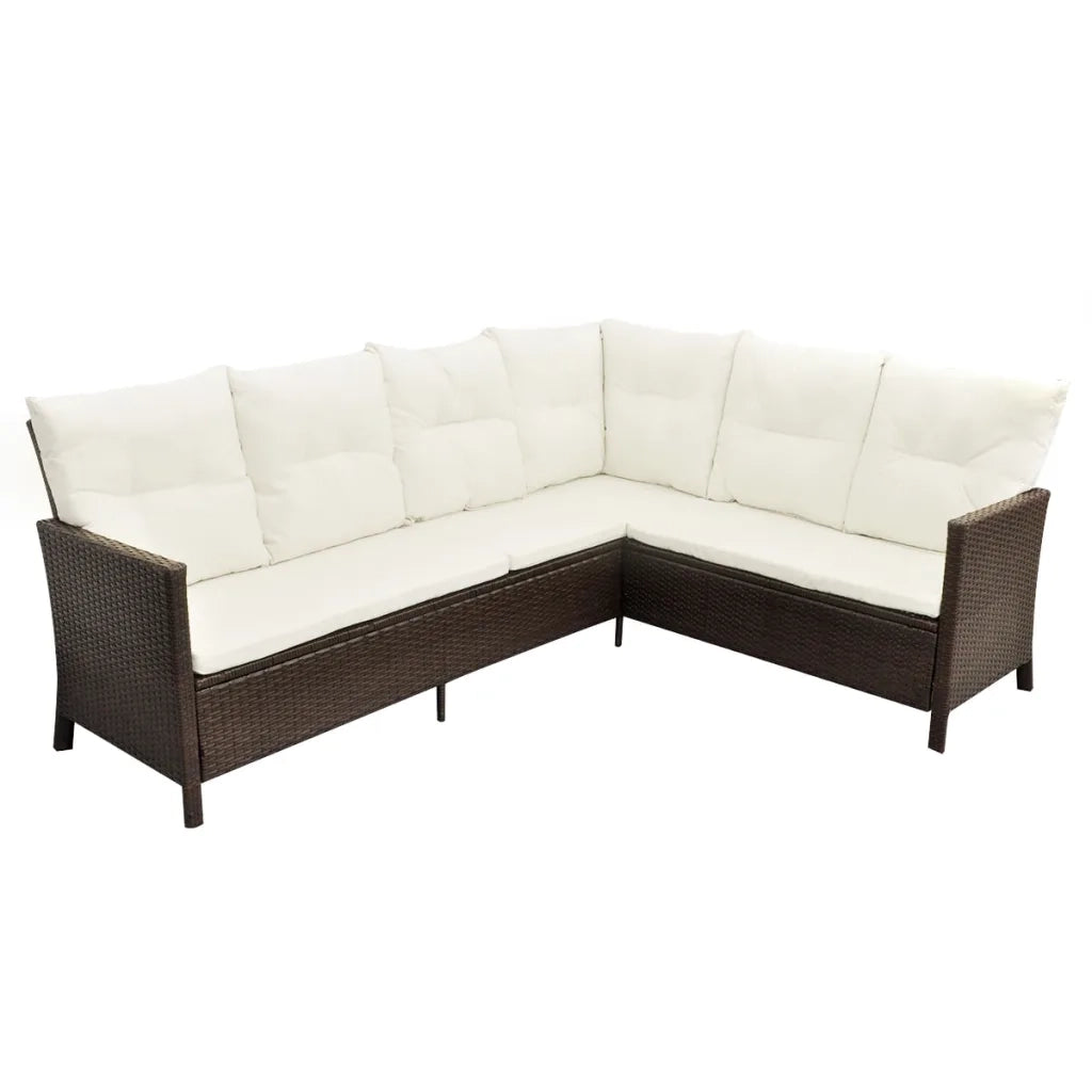 Set Divani da Giardino 4 pz con Cuscini in Polyrattan Marrone 43095