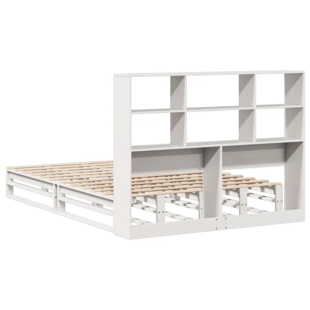Letto Libreria senza Materasso Bianco 160x200 cm Legno Massello