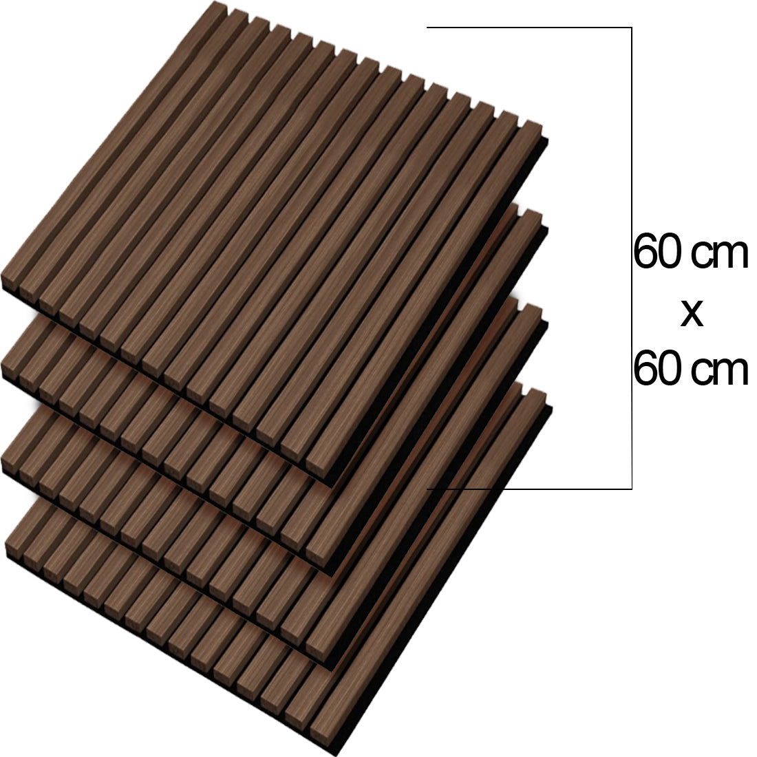 Kit 4 Pannelli Acustici Fonoassorbenti 60 x 60 cm Noce in Legno 3D da Parete