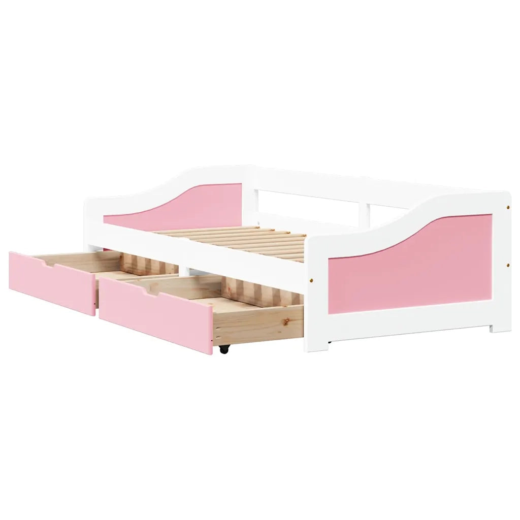 vidaXL Dormeuse 2 Cassetti senza Materasso Bianco&Rosa 90x200 cm IRUN