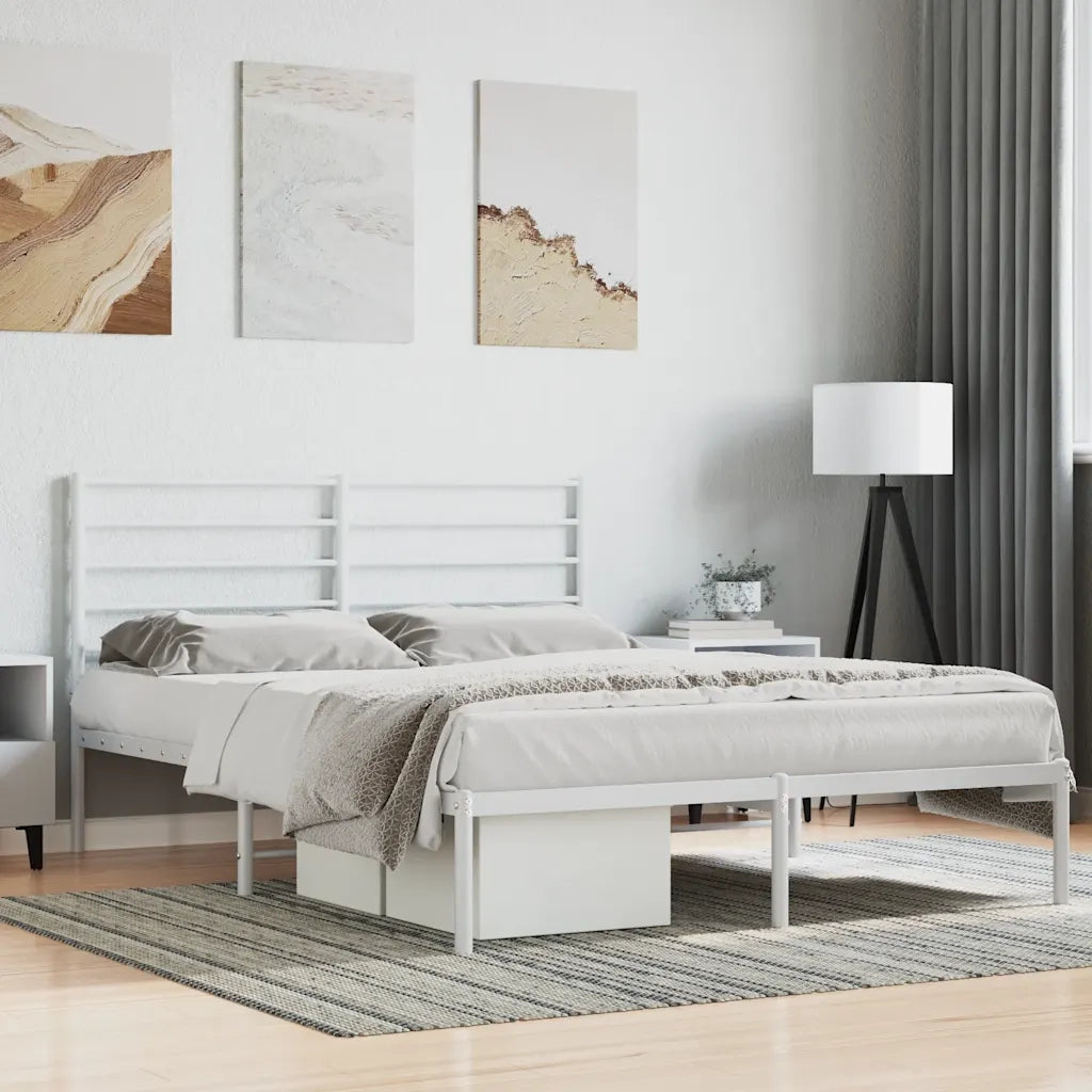 Giroletto con Testiera-Struttura Letto con testiera Metallo Bianco 160x200 cm 146300