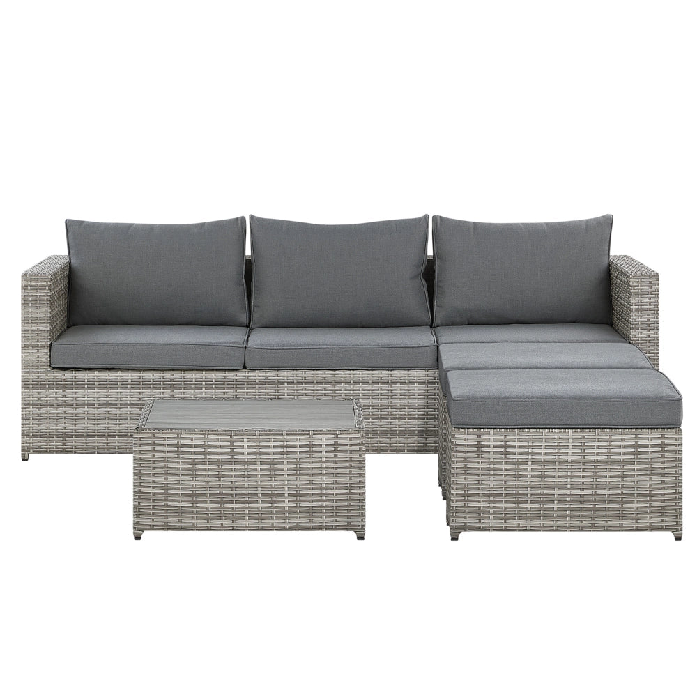 Set salotto da giardino marrone bianco cuscini Rattan Sintetico per 2 persone Set da esterno 3 pezzi con tavolino destro