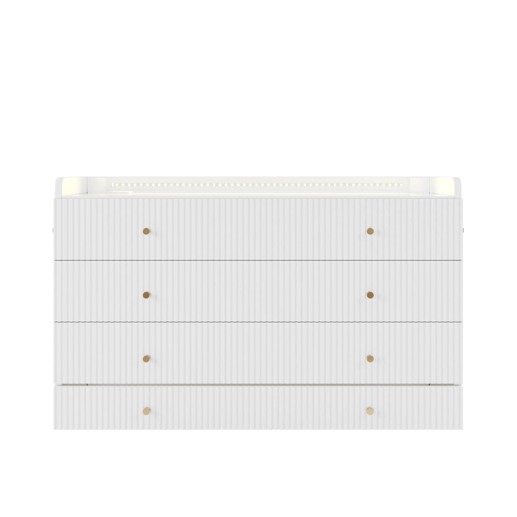 Letto a Scomparsa con Cassetti, LED e Presa USB ¨C MINIMAL ¨C Bianco 140x200