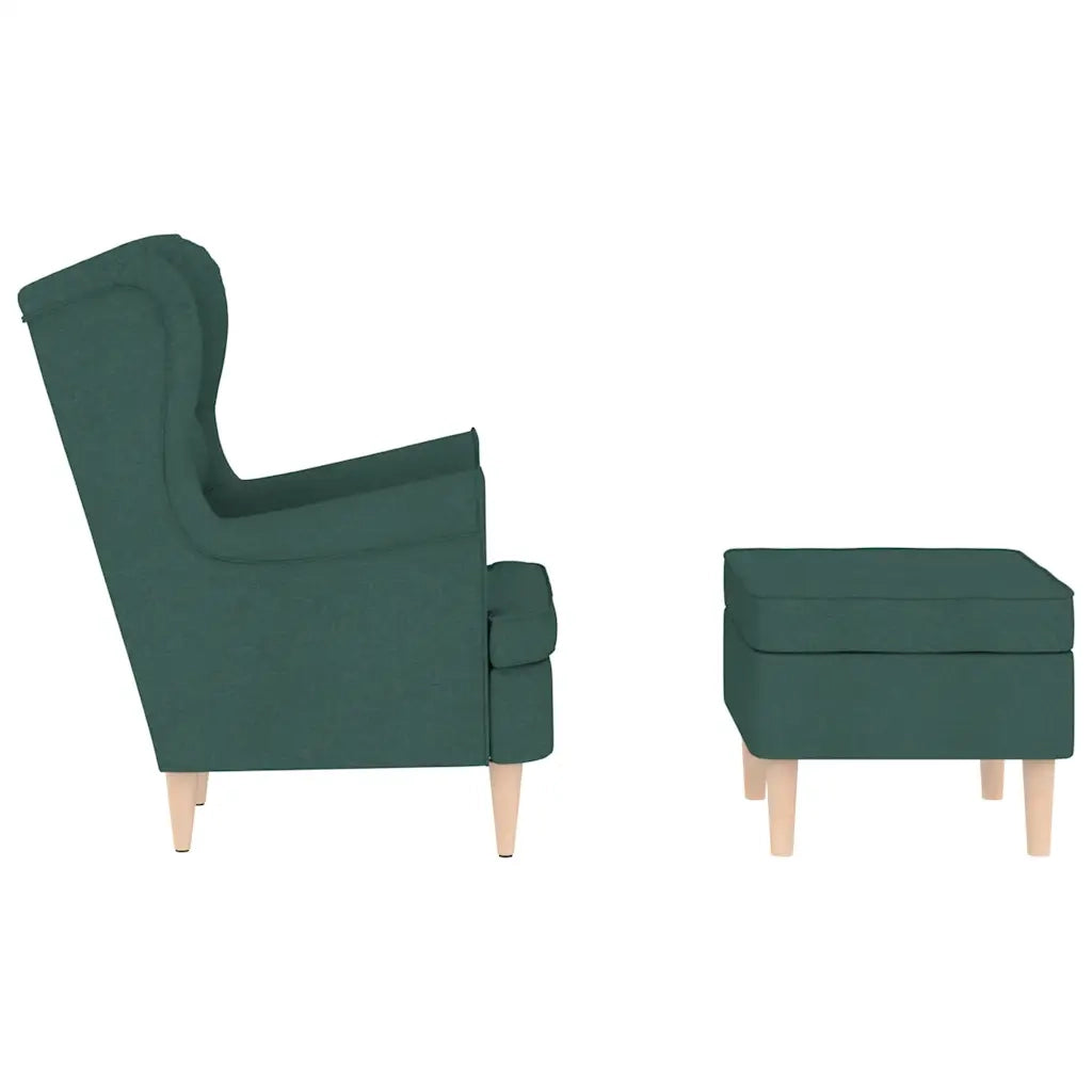 Poltrona | Sedia Relax con Poggiapiedi Verde Scuro in Tessuto