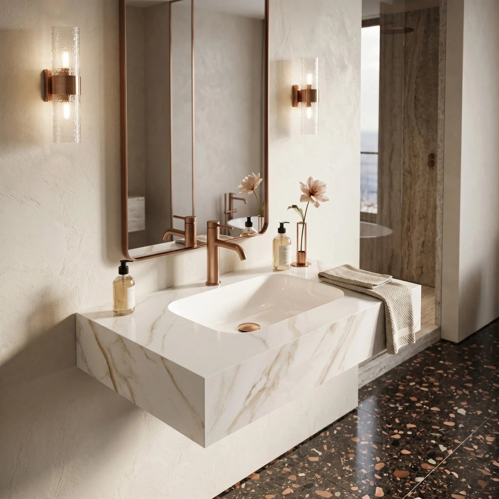 Lavabo Sospeso Rea Aresa Grey Gold 80