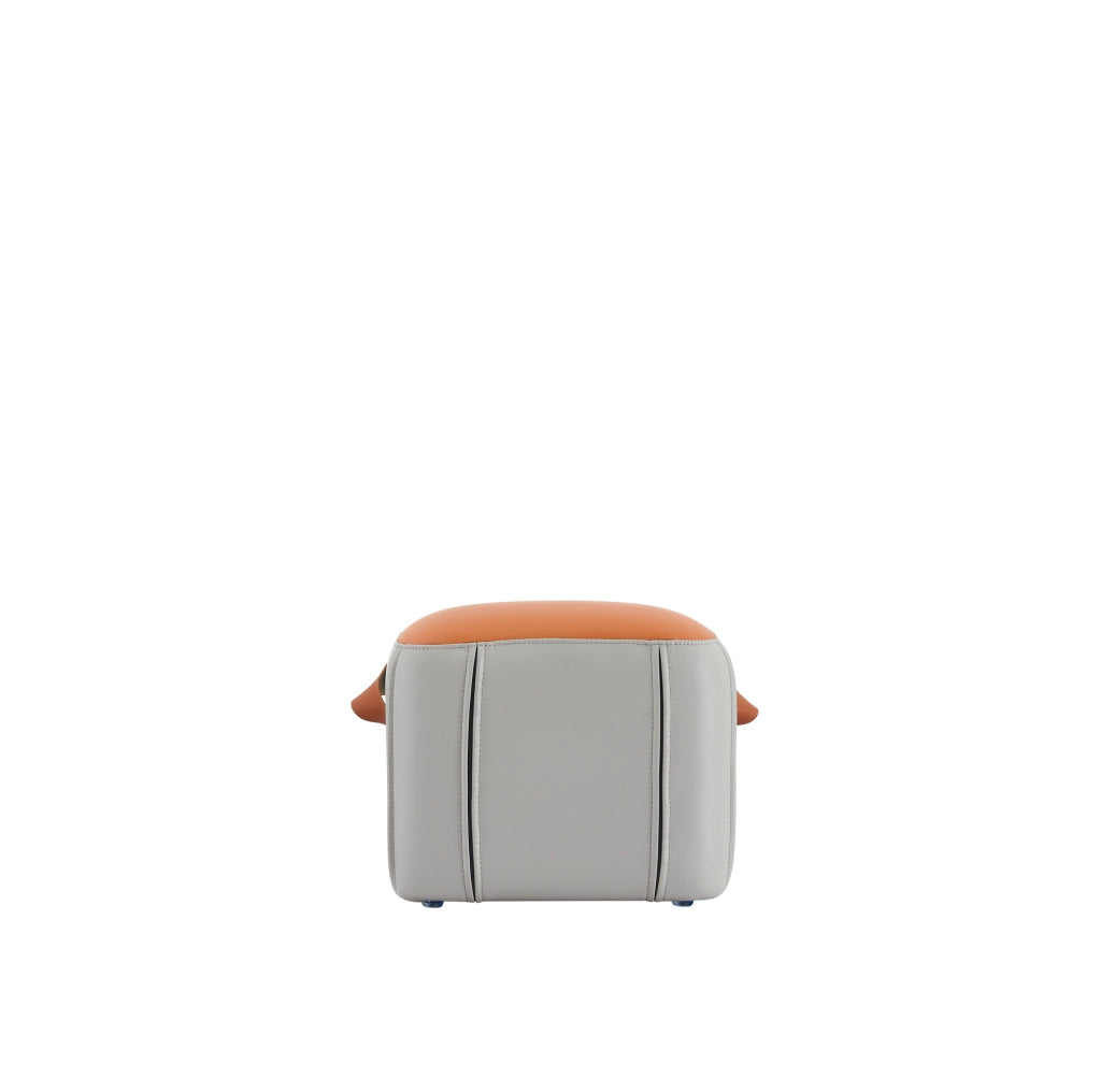 Pouf moderno con maniglia in PU grigio