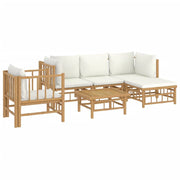 Set di mobili da giardino mobili da esterno 6 pezzi con cuscini bambù bianco crema 02_0016636
