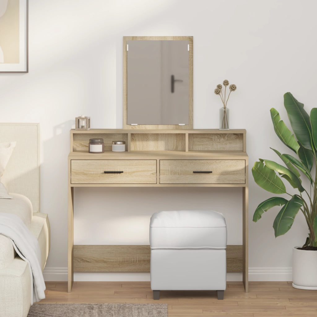 Tolettiera  con cassetti in rovere Sonoma 100x41x140 cm