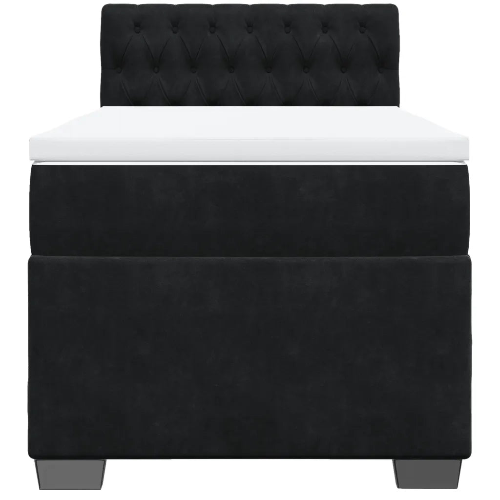 Giroletto a Molle con Materasso Nero 100x200 cm in Velluto 3288542
