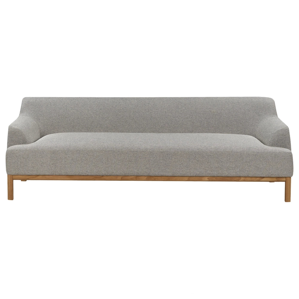 Divano a 3 posti in tessuto grigio con gambe in legno stile elegante soggiorno
