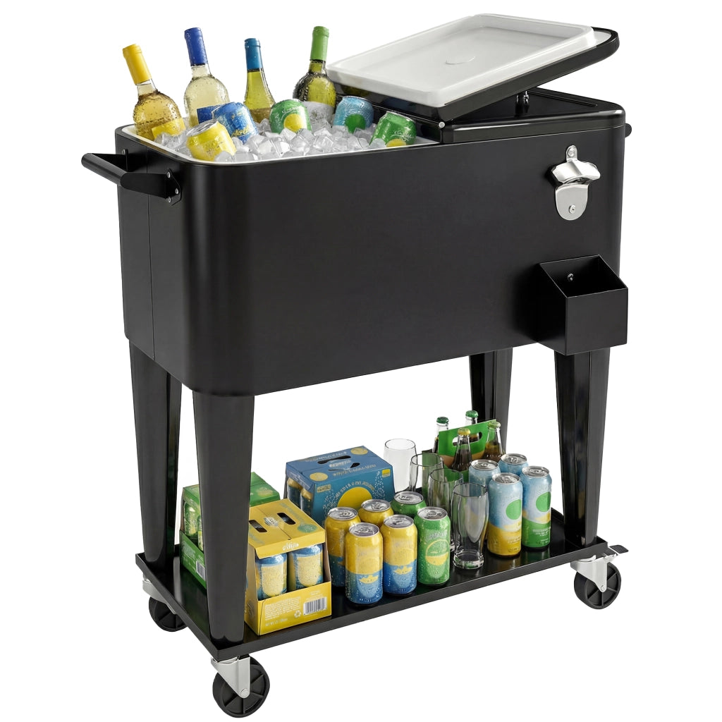 Carrello Frigo ¨C Zephmum ¨C Nero, Plastica e Acciaio, 91x39x84.5 cm