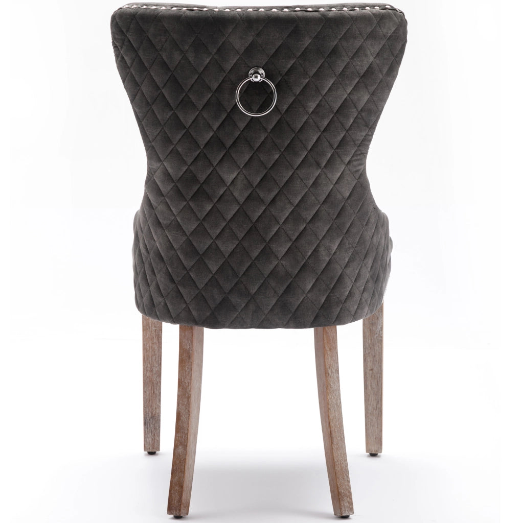 Sedia imbottita 53.5x61x95 cm con gambe regolabili; velluto; legno; grigio