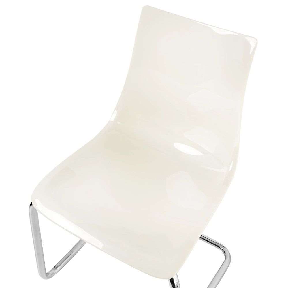 Set di 2 sedie da pranzo con seduta in plastica bianco sporco a sbalzo stile moderno