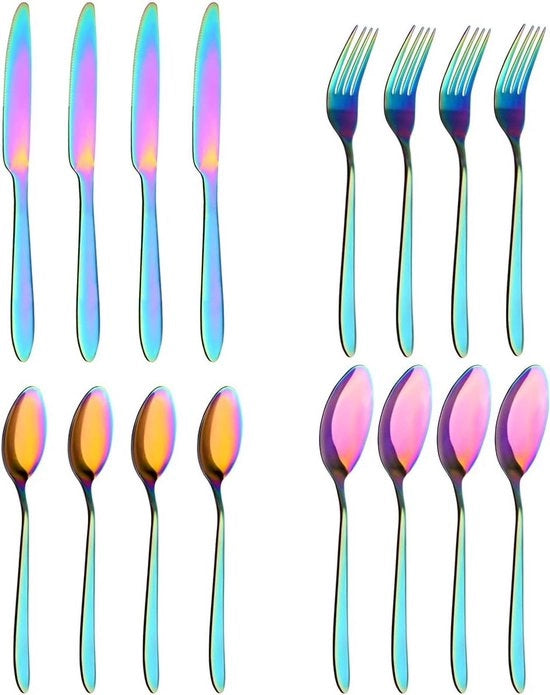Set da cucina 16 pezzi in acciaio inossidabile per 4 persone - Resistentente al lavastoviglie - Ideale per uso quotidiano e occasioni speciali