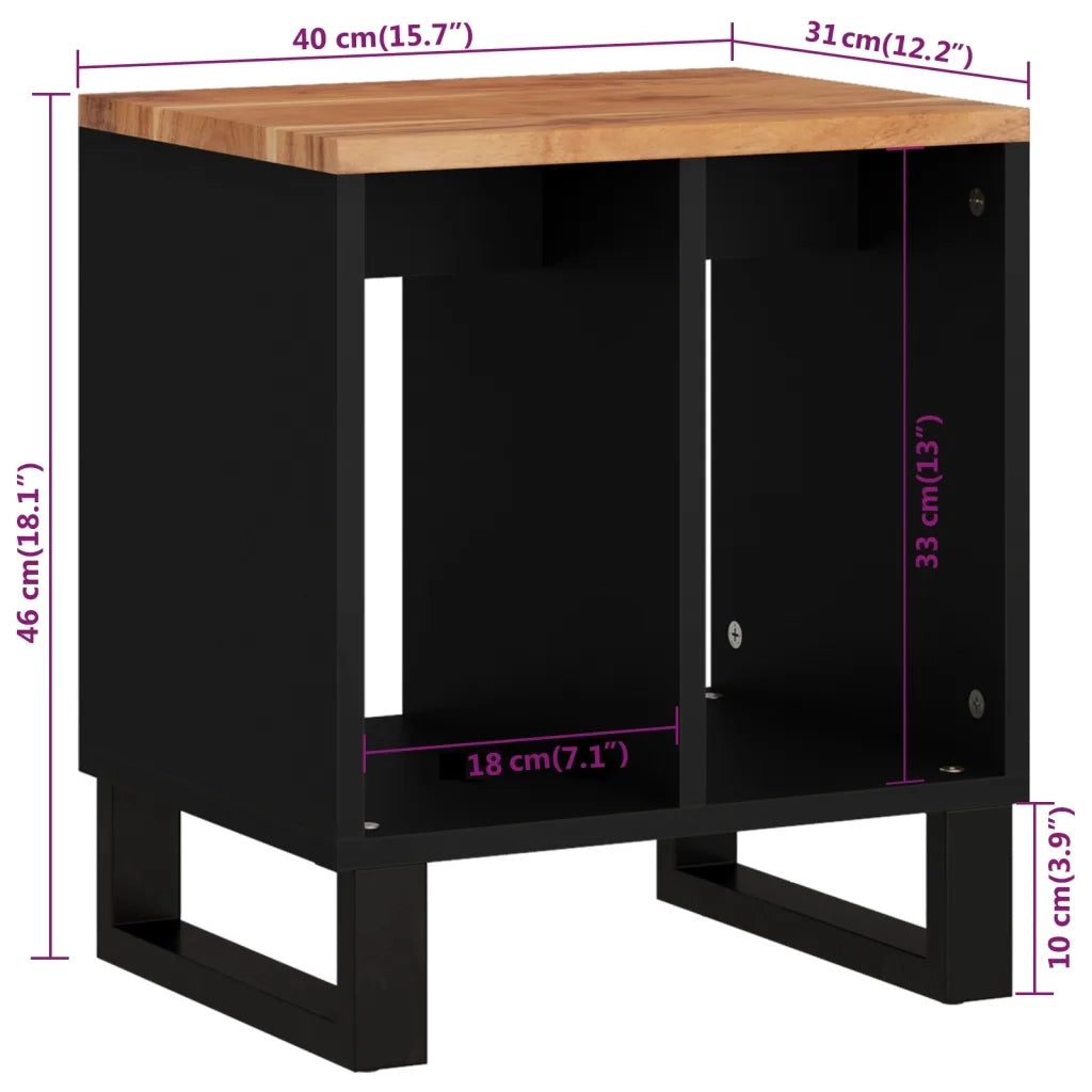Tavolino 40x31x46 cm Legno Massello Acacia e Legno Multistrato 350645