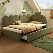 Letto estraibile 90x200 cm con secondo letto 90x190 cm; velluto verde