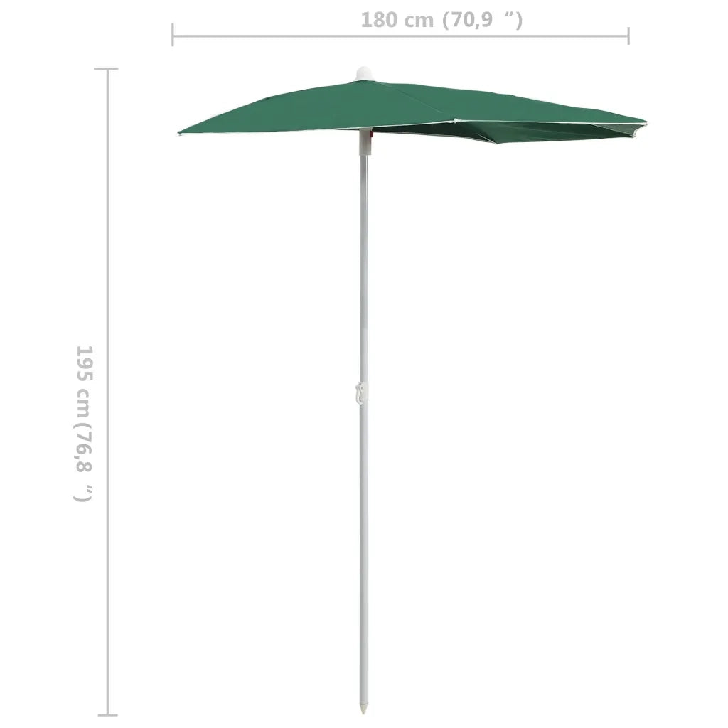 Ombrellone Semicircolare da Giardino-Ombrello da balcone con Palo 180x90 cm Verde