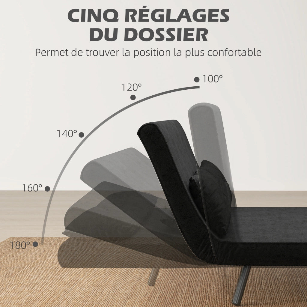 Divano letto 2 posti ¨C zephmum ¨C 102x73x81 cm nero