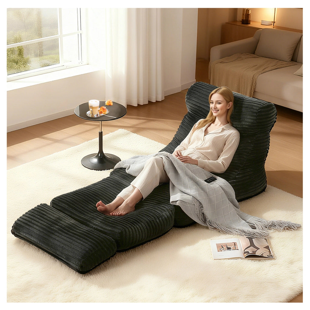 POLTRONA Convertibile 2 in 1 190 cm Flanella Nera