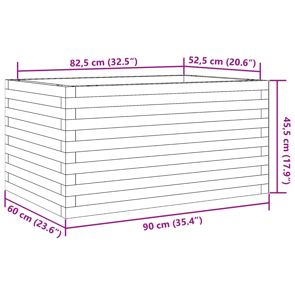 Fioriera Giardino Marrone Cera 90x60x45,5cm Legno Massello Pino 847280