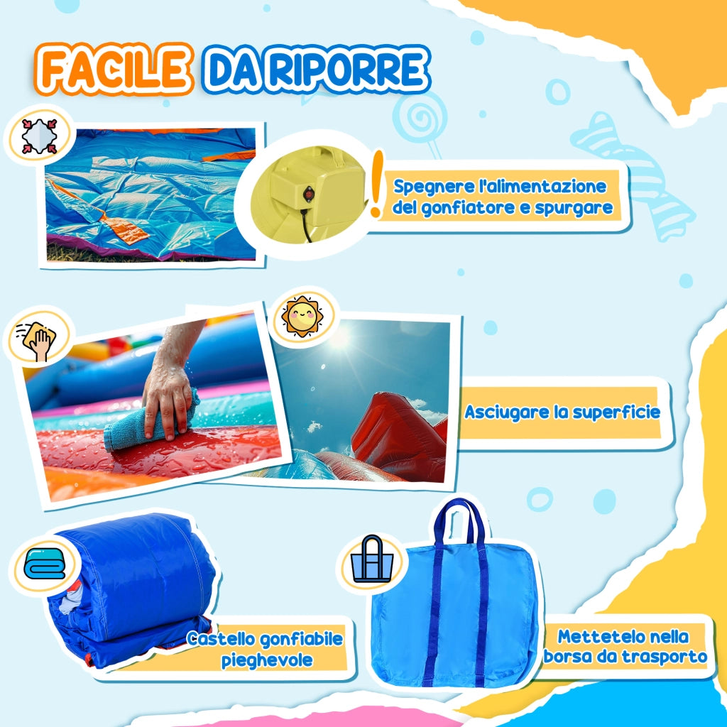 Casetta Gonfiabile per Bambini con Scivolo e Canestro ¨C zephmum ¨C 360x305x210 cm
