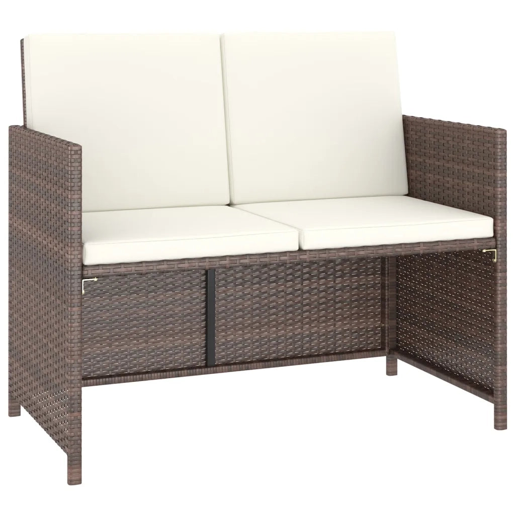 Set da Pranzo da Giardino 6 pz con Cuscini Polyrattan Marrone 43904