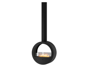 Camino a Bioetanolo Sospeso 218,7xØ70x35 cm Incyrcle 2Side Nero con Vetro