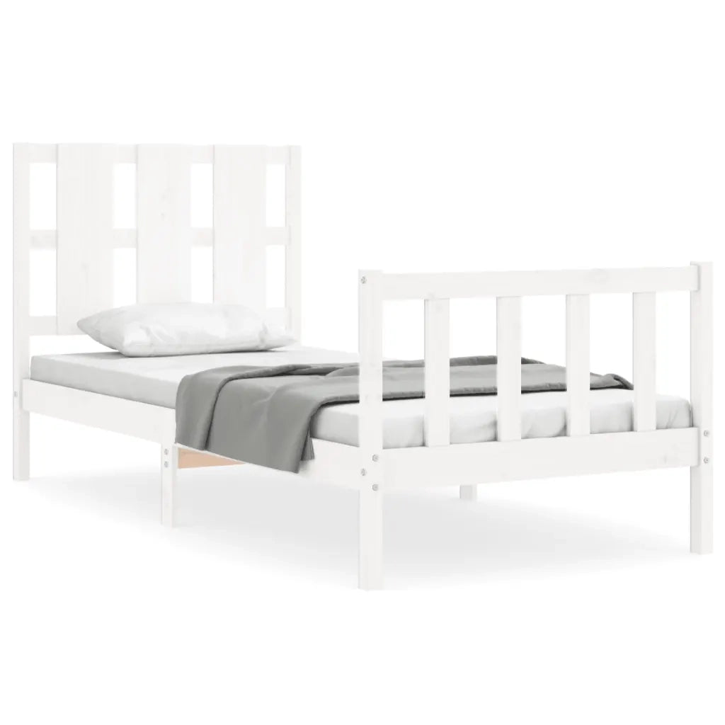 Letto senza Materasso-Struttura Letto Bianco 90x190 cm in Legno Massello Pino 978581