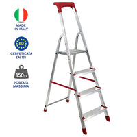 Scala Domestica in Alluminio Martina Leggera Portatile Scaletto Vaschetta Portaoggetti Pieghevole Robusta Salv 4 gradini