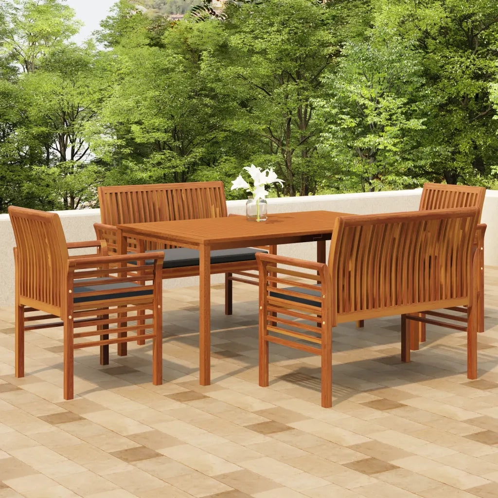 Set da Pranzo per Esterni con Cuscini in Legno Massello Acacia 3120460