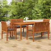 Set da Pranzo per Esterni con Cuscini in Legno Massello Acacia 3120460