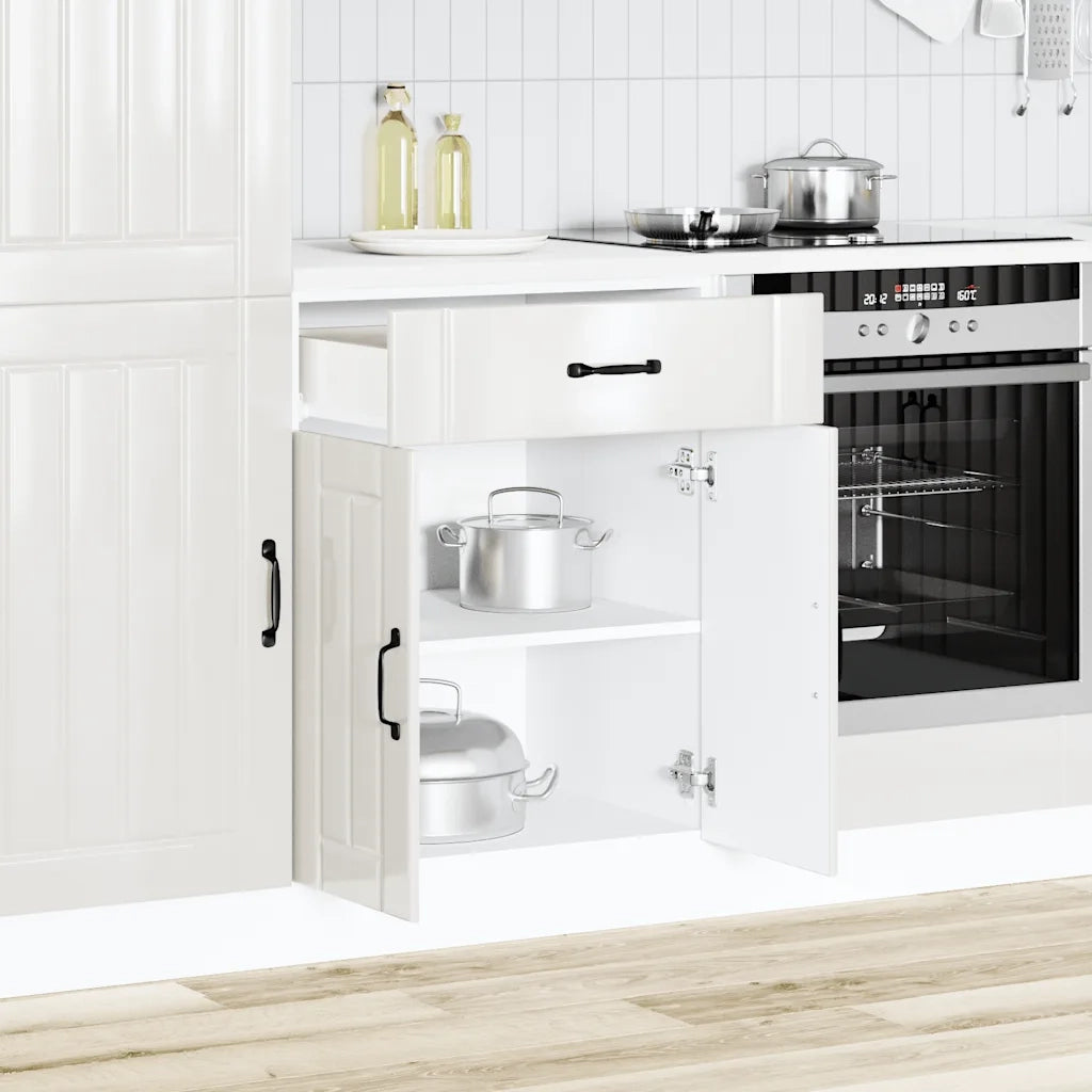 Base da Cucina Lucca Bianco Lucido in Legno Multistrato