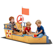 Casetta Pirati Sabbiera per Bambini in Legno con Contenitore ¨C Zephmum ¨C 158x78x45.5 cm