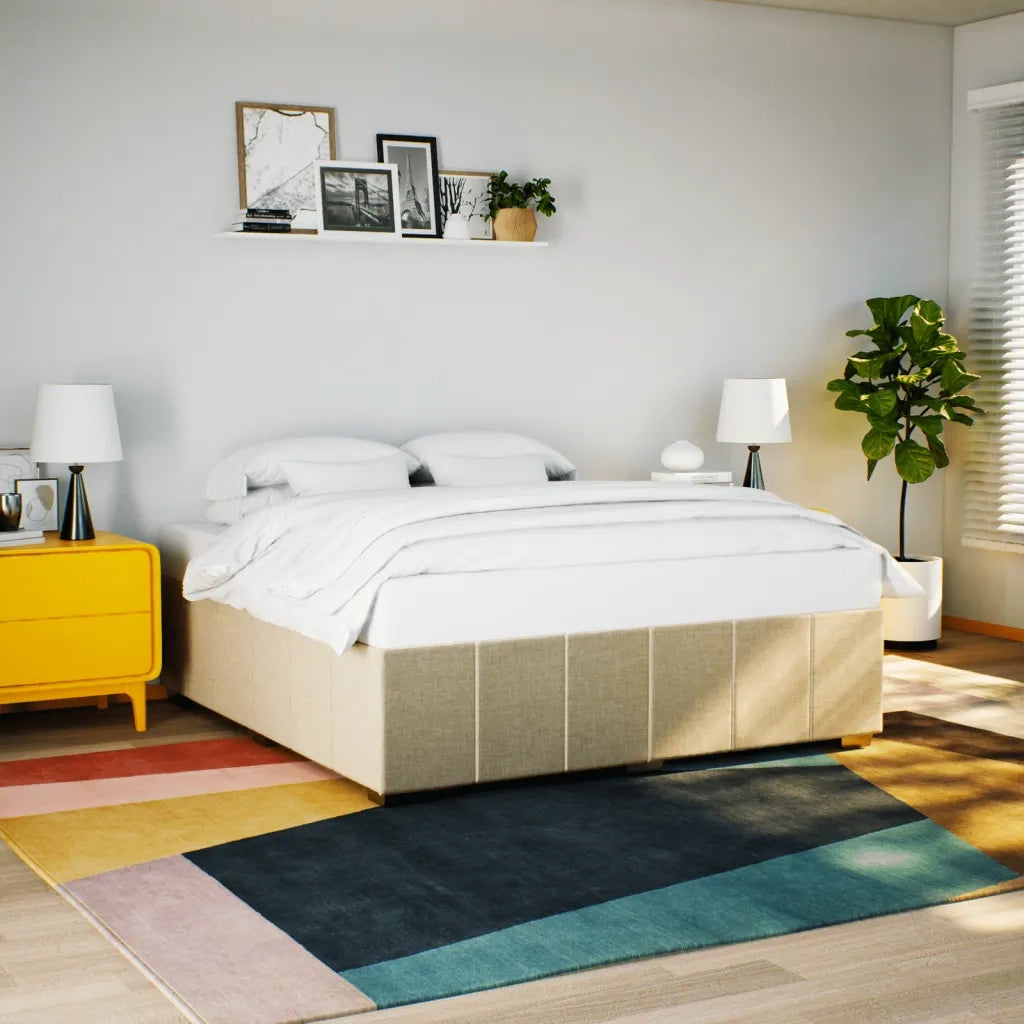 Letto matrimoniale | Letto per adulti | Giroletto senza Materasso Crema 180x200 cm in Tessuto