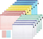 15 pezzi di documenti A5, borsa impermeabile con chiusura a cerniera, cartellone documenti con chiusura a cerniera, borse documenti per dossier, documenti per esami, ricevute, prodotti per la cura della pelle (5 colori)