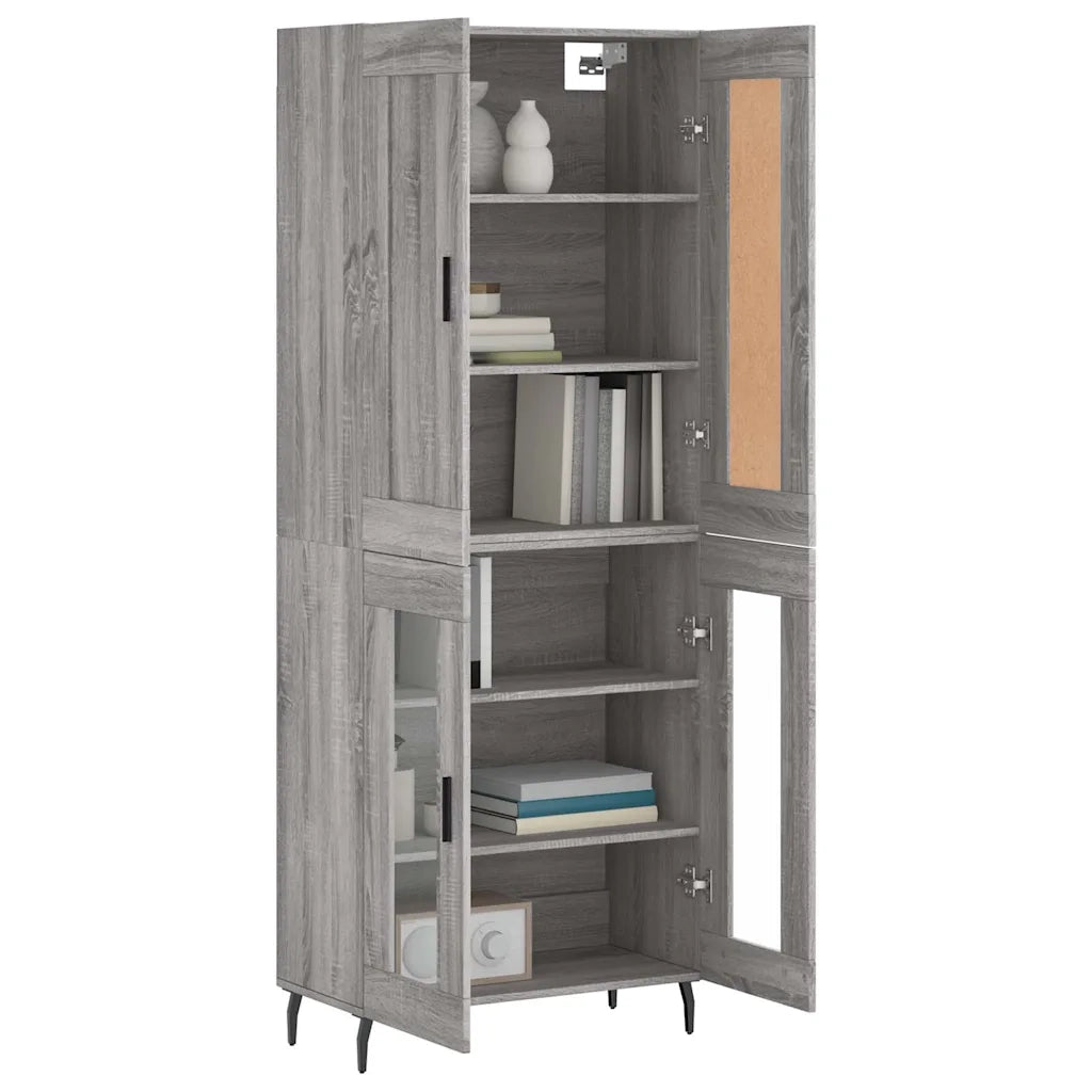 vidaXL Credenza Grigio Sonoma 69,5x34x180 cm in Legno Multistrato
