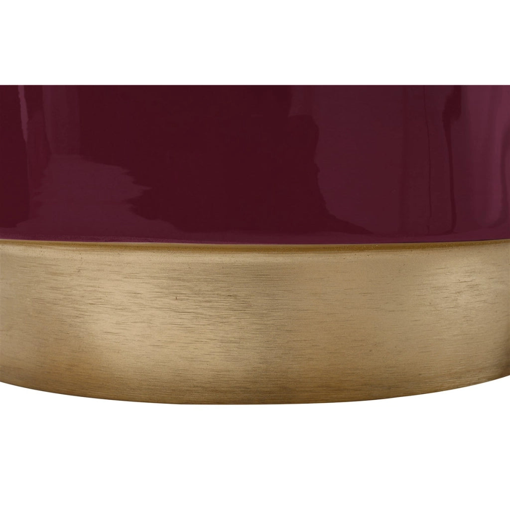 Tavolino da salotto Art Deco in metallo bordeaux e oro