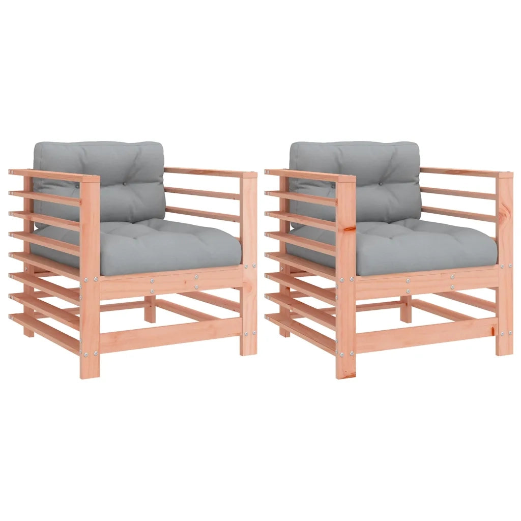 Sedia da patio-Sedie da Giardino con Cuscini 2 pz in Legno Massello di Douglas 369763