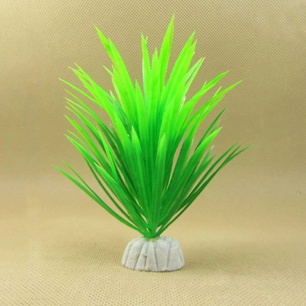 Trade Shop - Pianta Piantina Artificiale Per Acquario Piante Finte Plastica Verde A Punta -