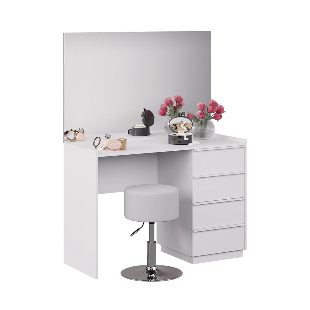 Vicco Tavolo da toeletta Bianco 110 cm con specchio e sgabello