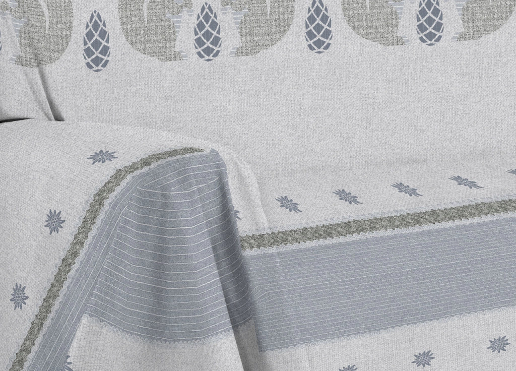 Telo Arredo Multiuso Linea Pensieri Delicati In 100% Cotone Disegno Scoiattolo - Matrimoniale - Grigio