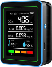 Misuratore di Fino Particolato - Metro per la Qualità dell'Aria - Metro CO2 - Nero - Monitor