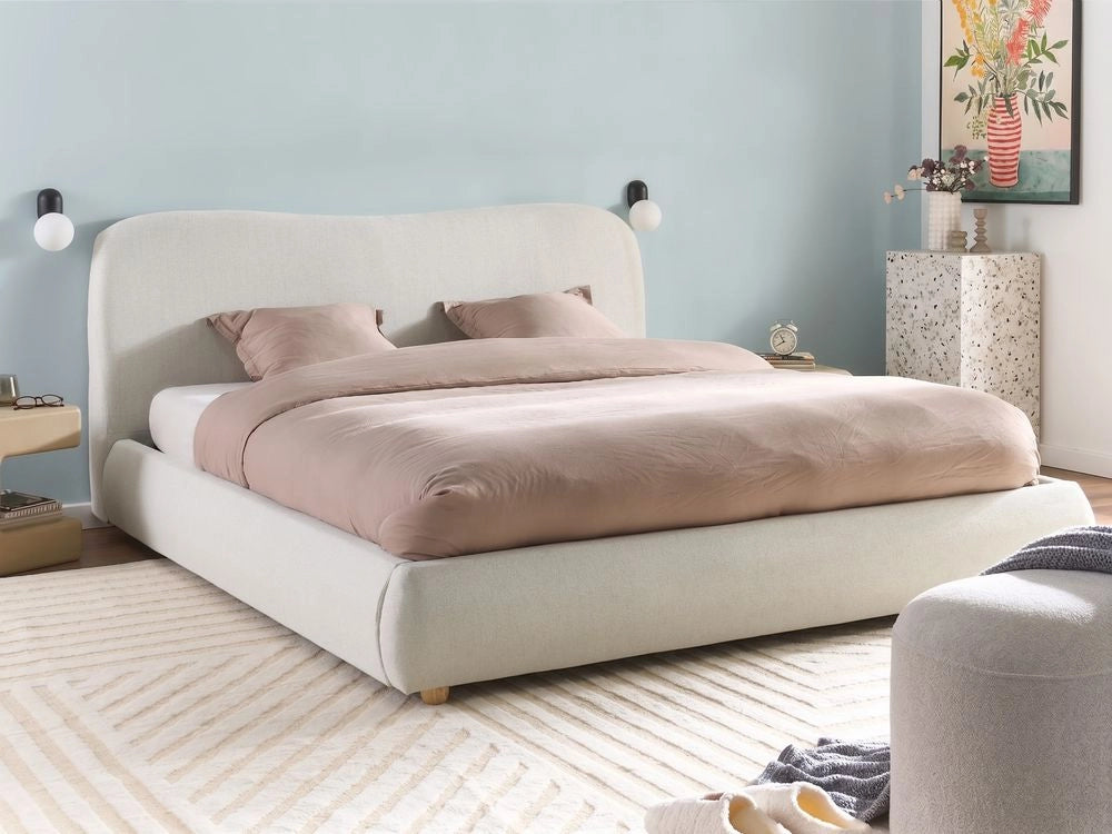 Letto contenitore Bianco Sporco Poliestere Tessuto 180 x 200 cm Design moderno e minimalista