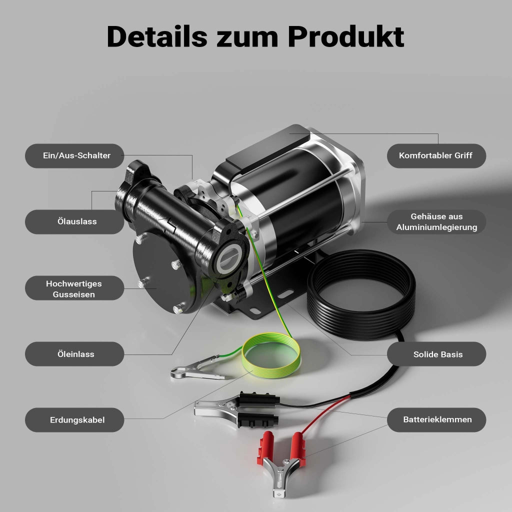 Pompa travaso carburante 12 V 180 W, Pompa travaso gasolio/benzina, 57 l/min, 3200 giri/min