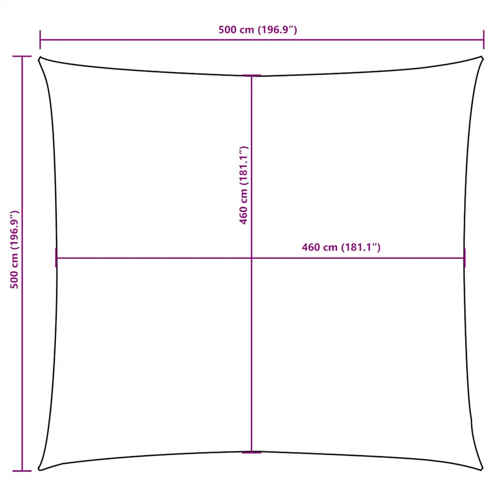 Vela Parasole in Tela Oxford Quadrata 5x5 m Arancione