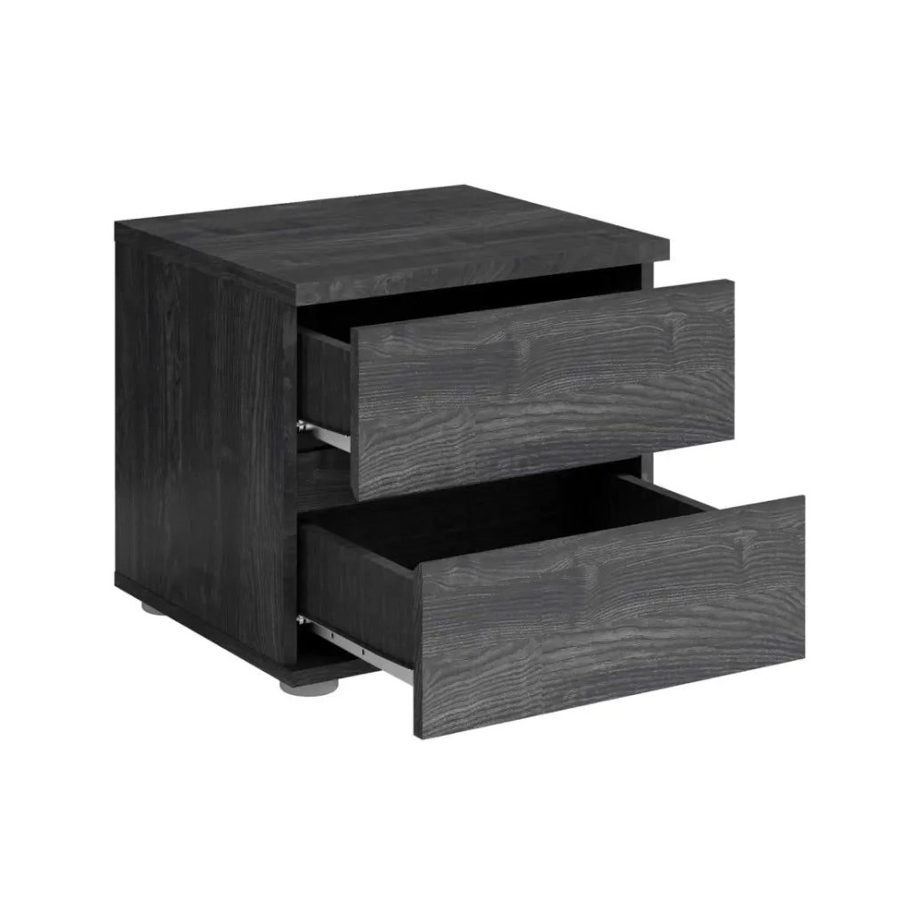 Camera completa VELTIS - Letto 160x200 LED con doghe + armadio + cassettiera + comodini - Frassino nero