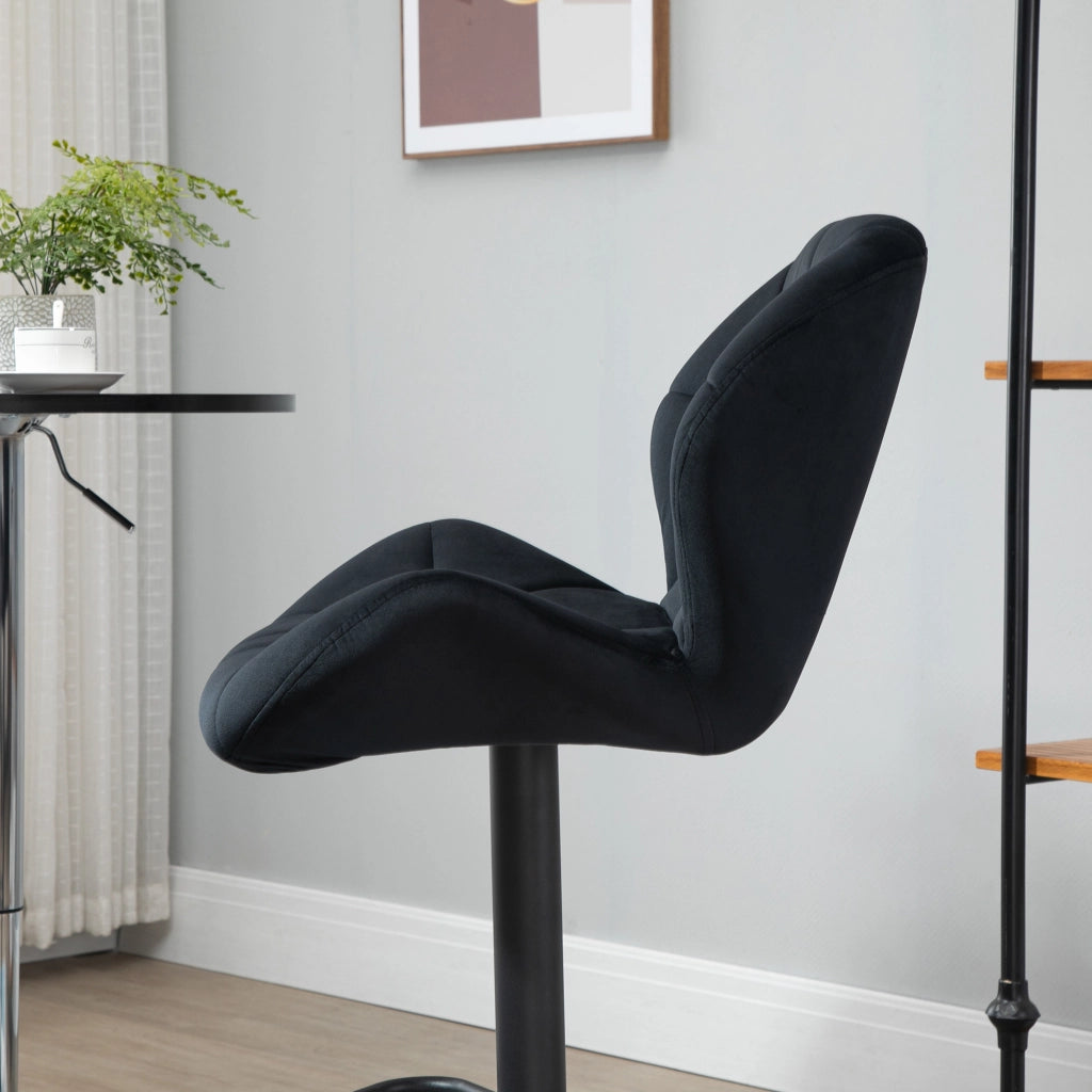 Set 2 Sgabelli da Bar Girevoli ¨C Xylo ¨C Velluto Nero con Schienale Regolabili in Altezza 51,5x57,5x93-114,5cm