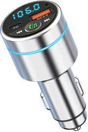 Adattatore Bluetooth per auto con riduzione rumore, caricatore rapido per auto, autoradio Bluetooth con riduzione rumore e funzionalità handsfree.