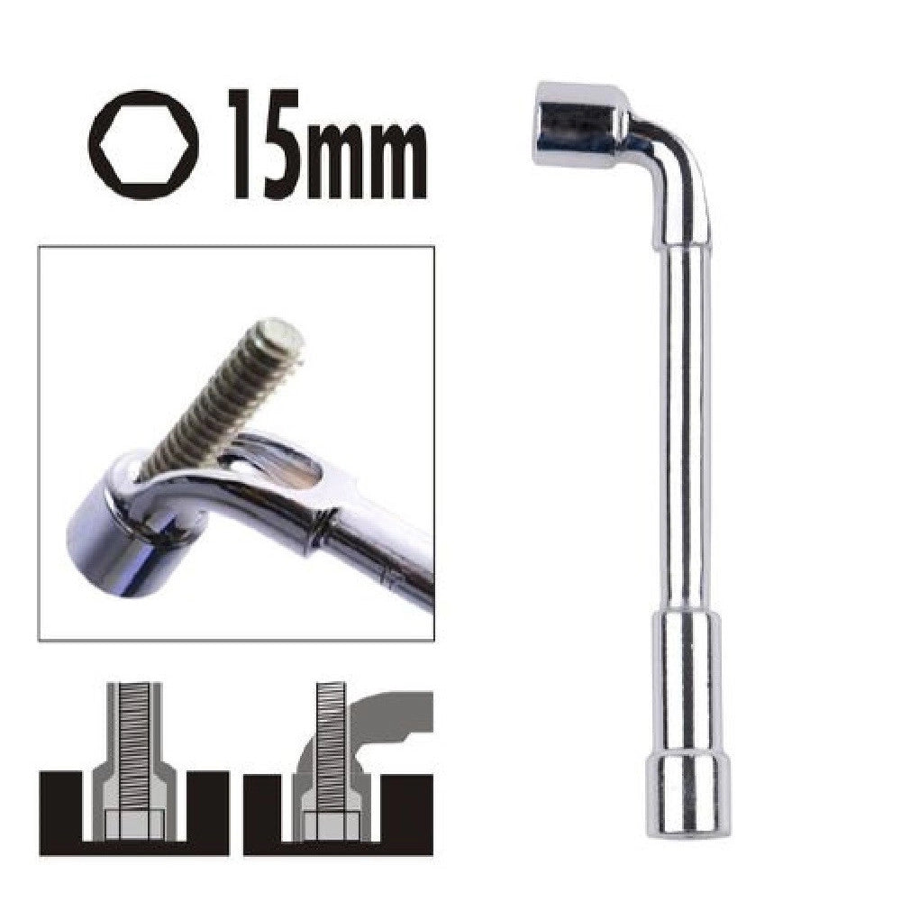Trade Shop - Chiave Tipo L Bussola 15mm Bocca Esagonale Cromo Vanadio Acciaio 91623 Ferramenta -