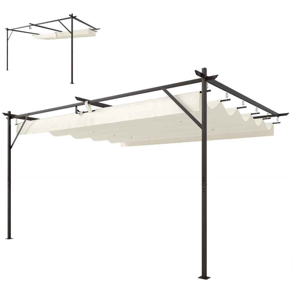 Gazebo Pergola 3x4 m con Tetto Retrattile Scorrevole ¨C Zephmum ¨C Bianco Crema